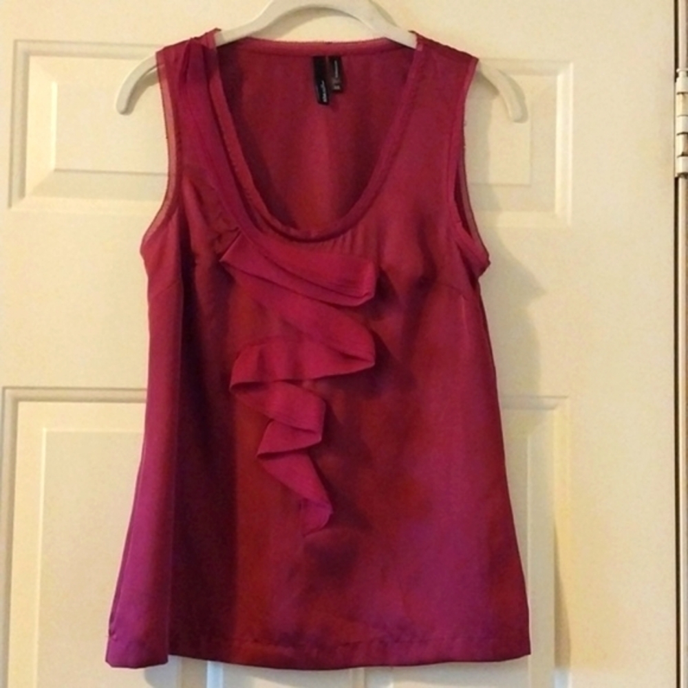 She Said... NWOT Women's Size XS Ruffled‎ Front Sleeveless Blouse Rose Purple